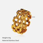 Load image into Gallery viewer, Geometric Punk Ring 18K Steel Minimalist Bold Edge S5P013
