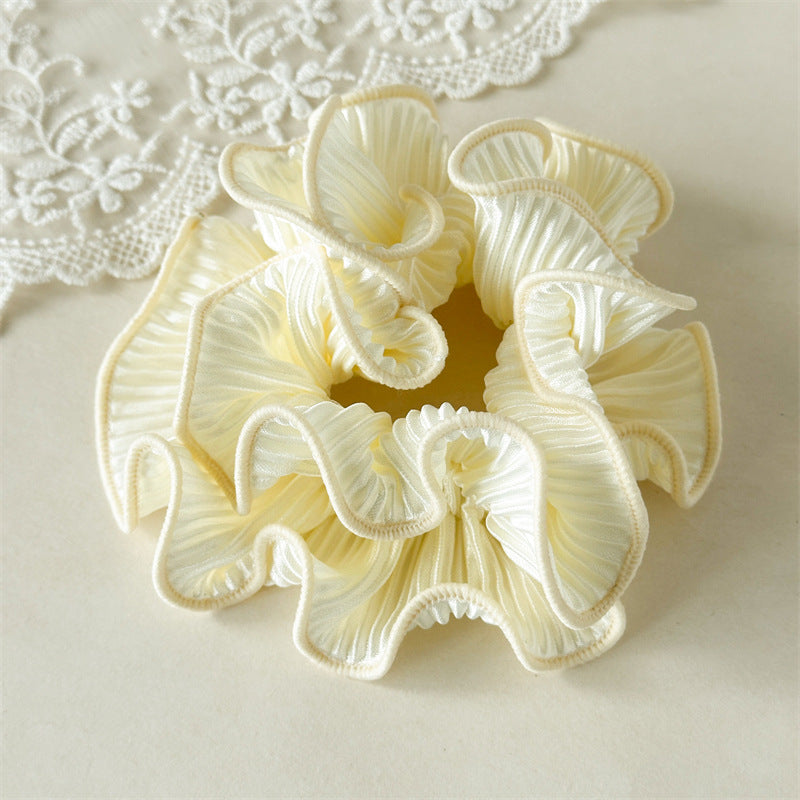 Pleated Contrast Trim Polyester Scrunchie N6K014