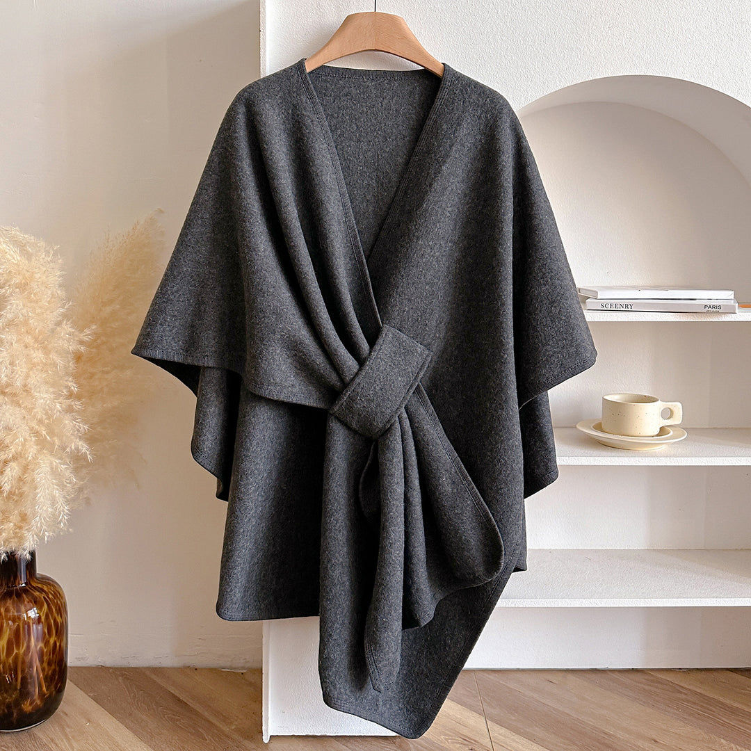 Solid Split Shawl Women Winter Warm Outerwear N6H239