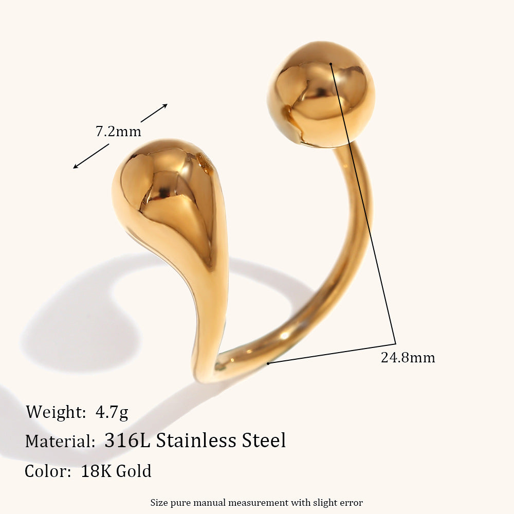 Teardrop Ring Bangle Steel Plated Open Adjustable S5P120