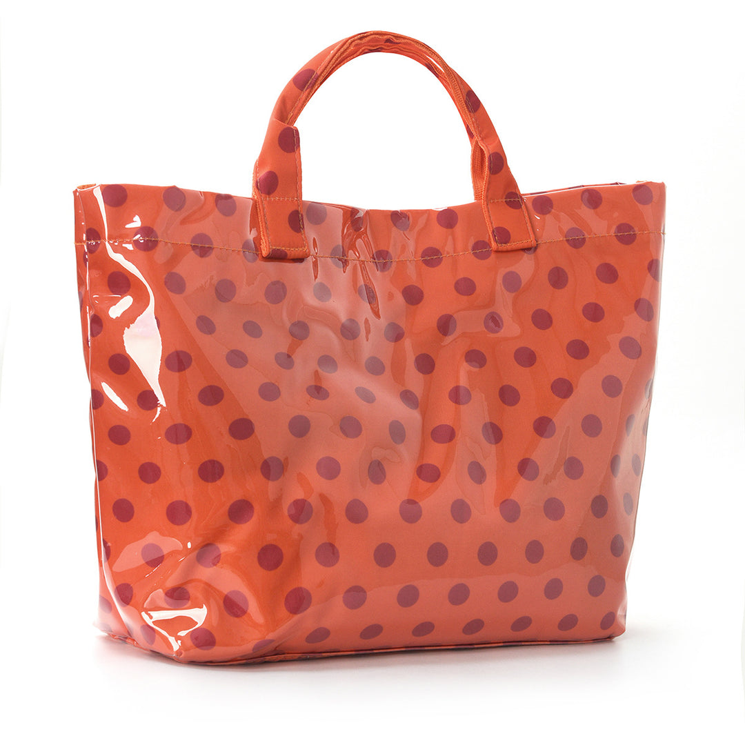 Women's Waterproof Color Block Polka Dot PVC Tote Bag N6J247