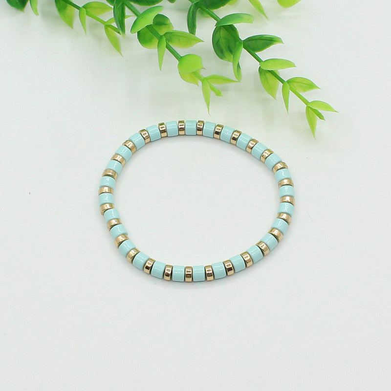 Tube Bead Chain Alloy Vitreous Enamel Rainbow S5P267