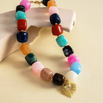 Load image into Gallery viewer, Womens Vintage Marbled Heart Resin Beaded Necklace N6K178