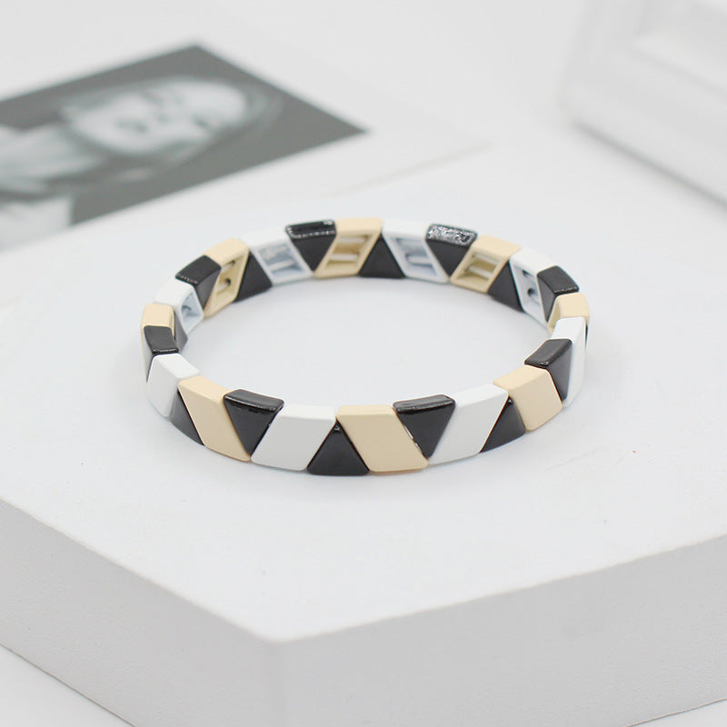 Enamel DIY Bracelet Geometric Elastic Adjustable S5P056