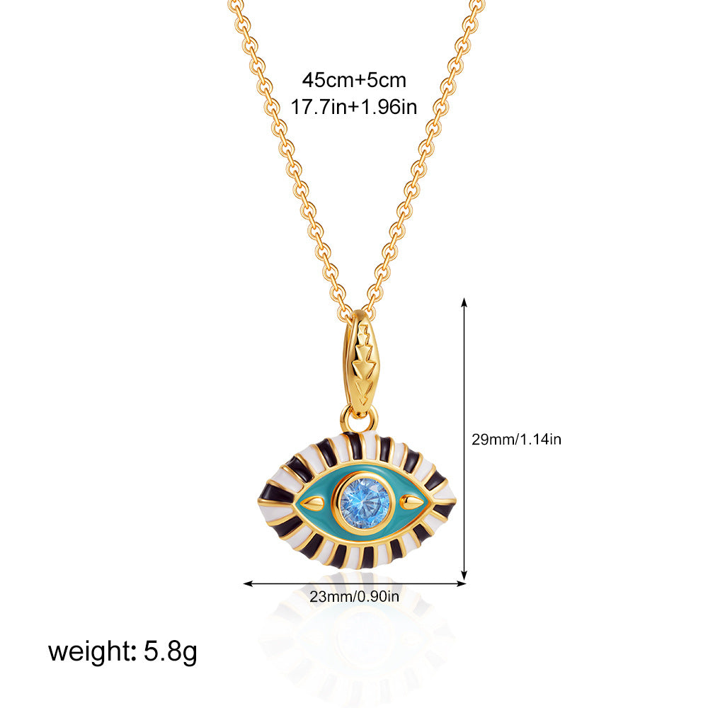 Crystal Pendant Steel Gold Color Drip Enamel S5P239