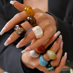 Load image into Gallery viewer, Vintage Candy Resin Oval Geometric Ring Women N6H095