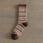 Load image into Gallery viewer, Double Needle Knit Plaid Mid-Calf Socks Women N6H023