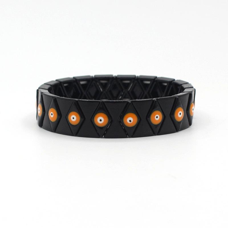 Evil Eye Rhombus Cuff Steel Stove-Enameled Elastic S5P152