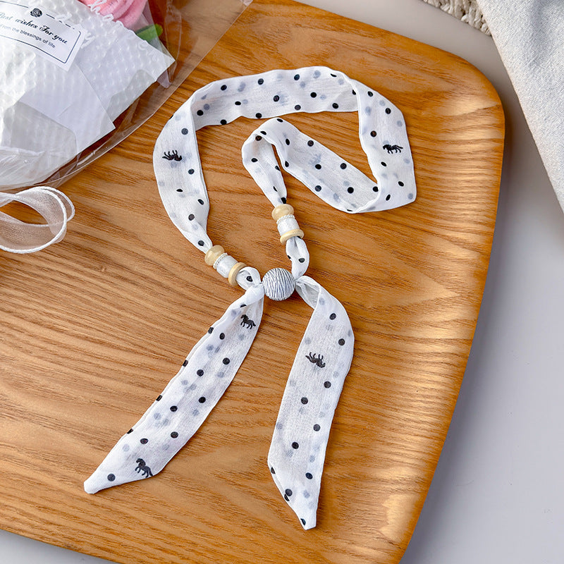 Womens Colorful Polka Dot Pony Scarf Necklace N6K274