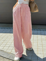 Load image into Gallery viewer, Striped Relaxed Fit Drawstring Pants Women N6D148