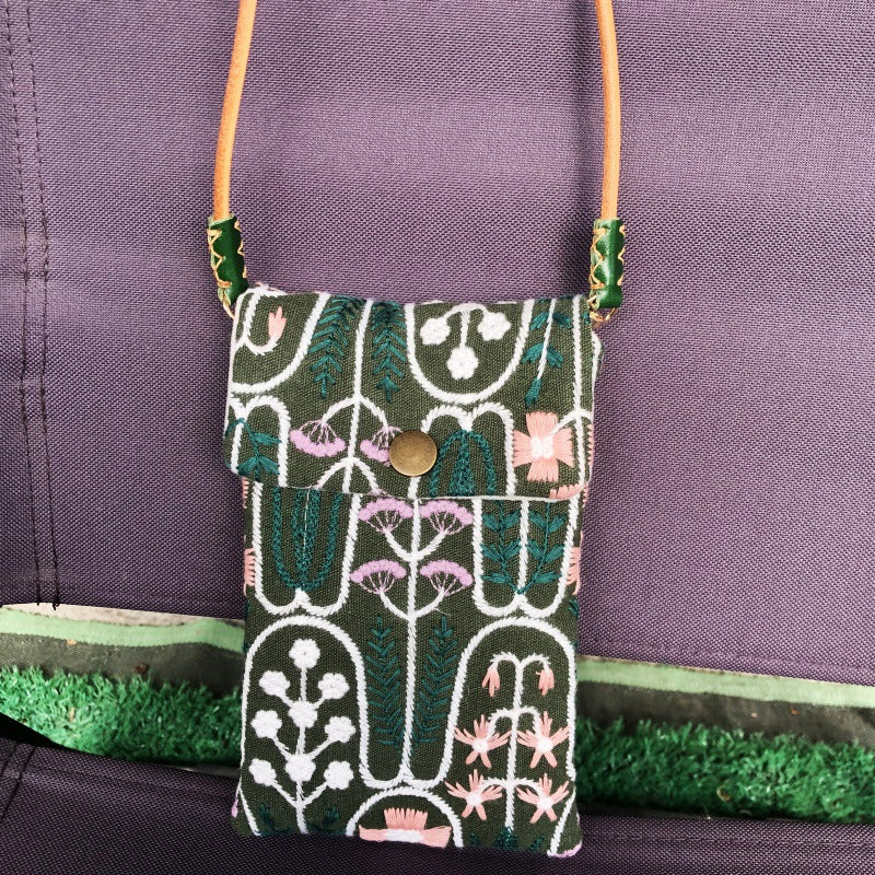 Embroidered Two Way Crossbody Phone Pouch N6B106