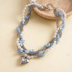 Load image into Gallery viewer, Womens Vintage Pearl Heart Multi Layer Necklace N6K179