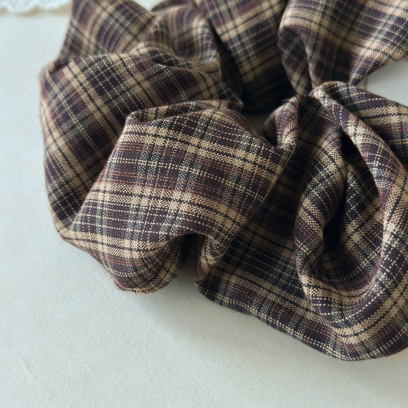 Womens Vintage Plaid Fabric Scrunchie N6K012
