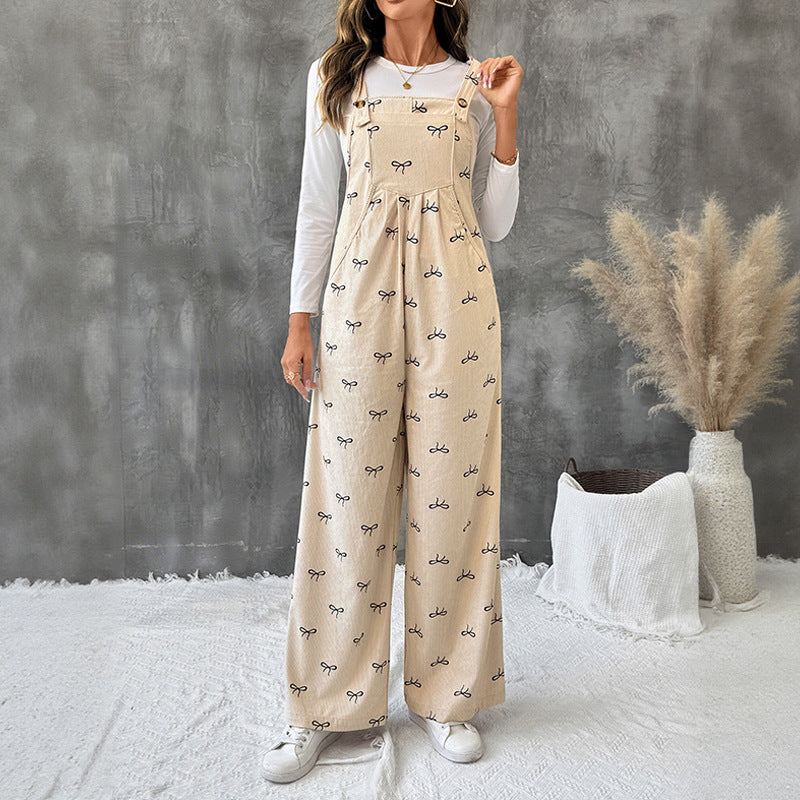 BowWideLeg Jumpsuit MidHeavy Apricot N5A175