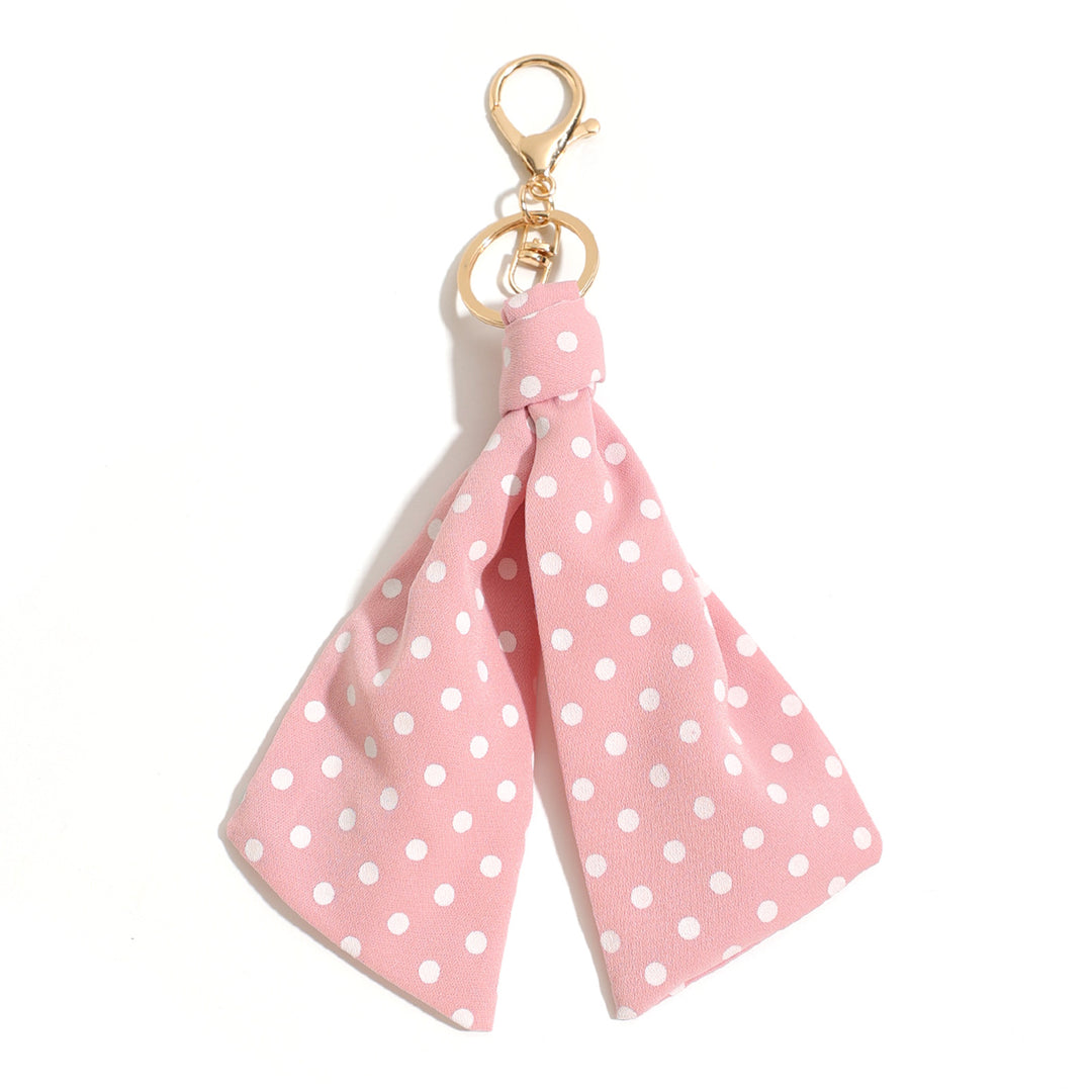 Polka Dot Fabric Bag Charm Keychain Accessory N6G114