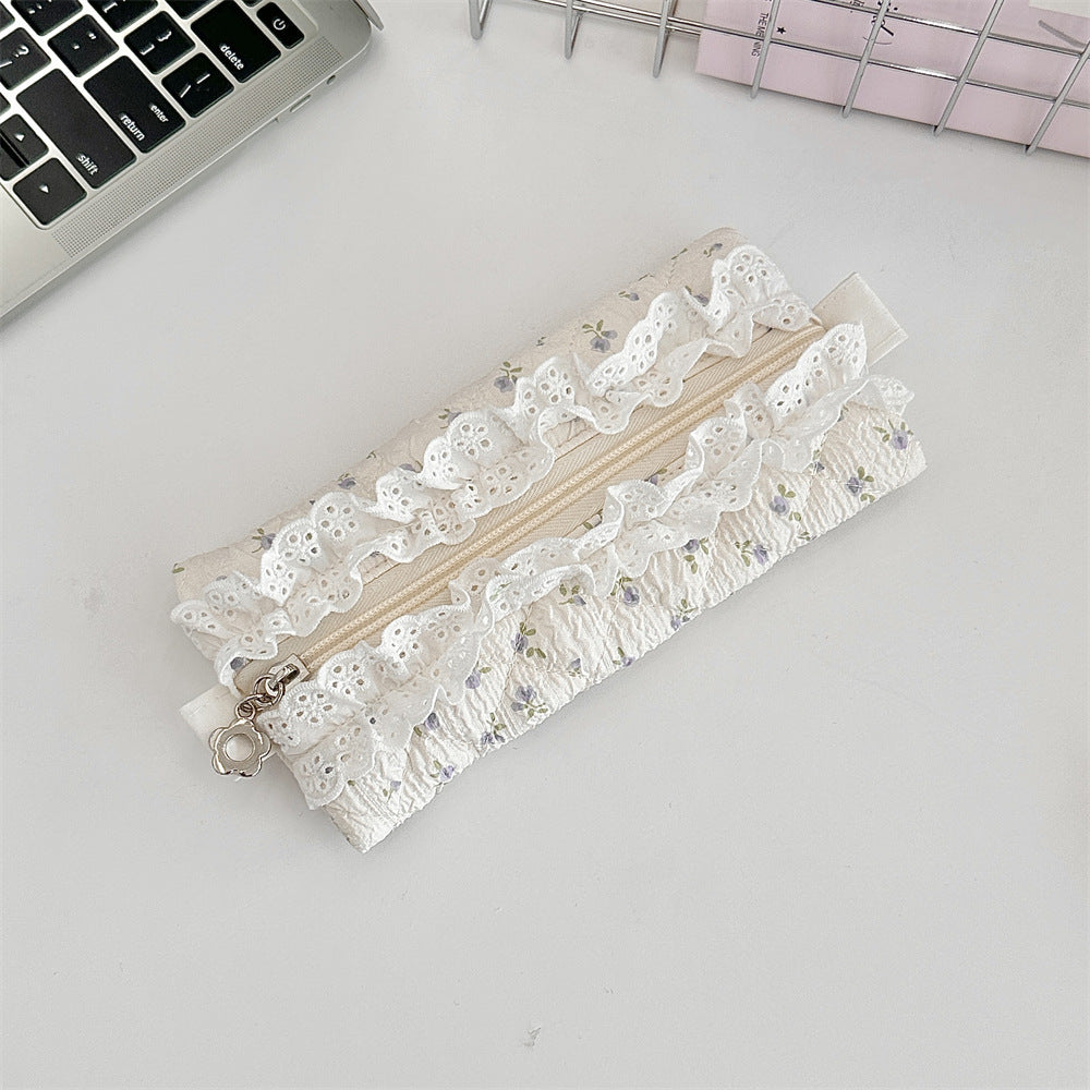 Lace Quilted Pencil Case Women Large Capacity S5P864
