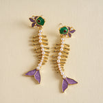 Load image into Gallery viewer, Womens Rhinestone Fish Tassel Alloy Stud Earrings N6K175
