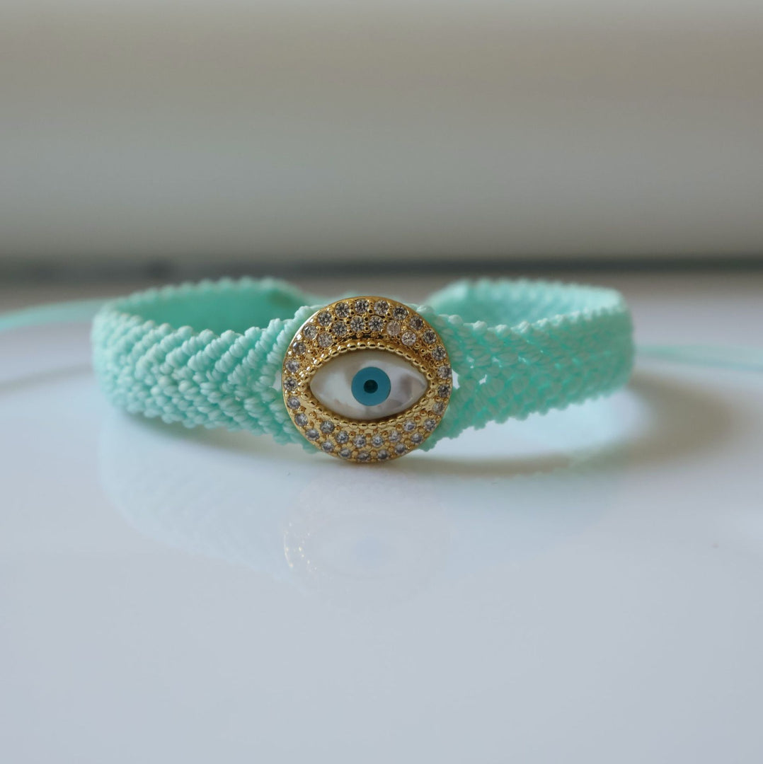 Ethnic Evil Eye Braided Cuff Adjustable  S5P212