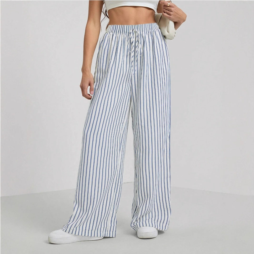 Striped Relaxed Fit Drawstring Pants Women N6D148