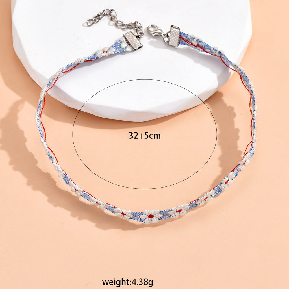 Daisy Lace Choker Textile Floral Necklace S5P243