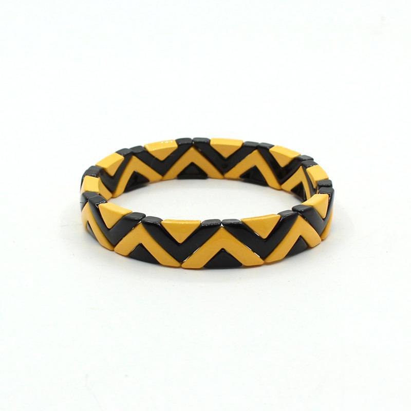 Wave Triangle Links Cuff Enamel Steel Elastic S5P142