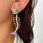 Load image into Gallery viewer, Womens Rhinestone Fish Tassel Alloy Stud Earrings N6K175