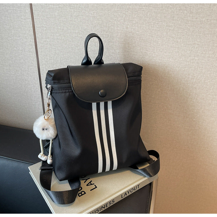 Unisex Nylon Color-Block Flap Backpack N6J199