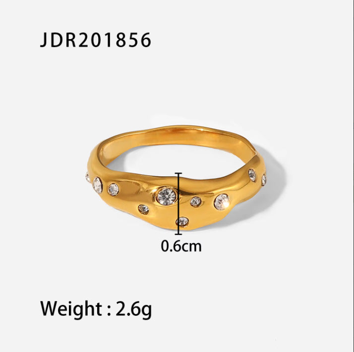 Hexagon Star Ring Steel Rhodium Plated Lightweight S5P064