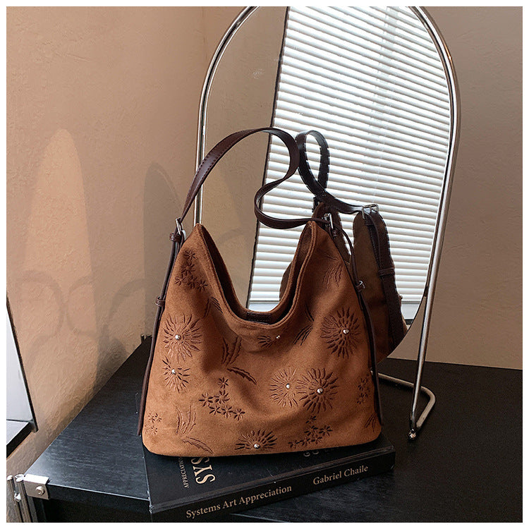 Women's Suede Tote Shoulder Crossbody Bag N6J180