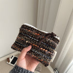 Load image into Gallery viewer, Classic Check Stripe Wool Blend Pouch Canvas Lined S5P363
