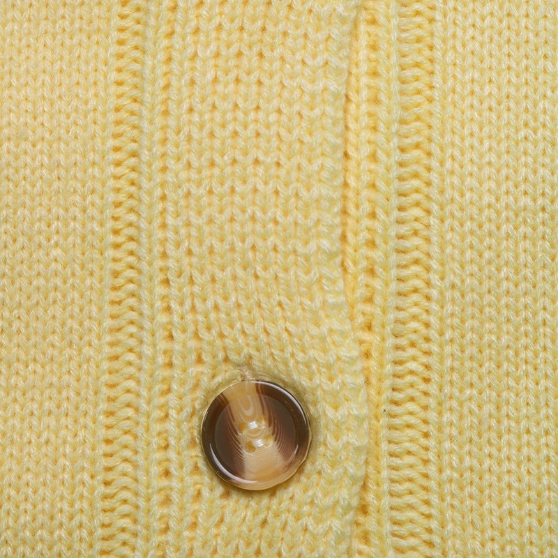 Fresh Solid Ribbed Button Cardigan Sweater Women N6H299