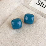 Load image into Gallery viewer, Candy Color Rounded Square Glossy Stud Earrings Women N6H104