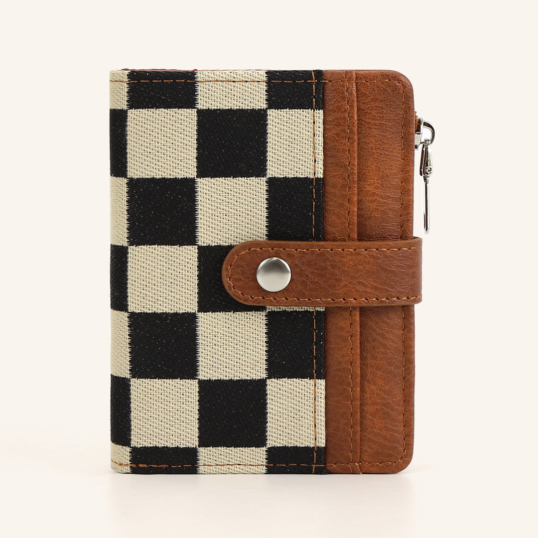 Checkerboard PU Card Holder Wallet Mini Coin Purse N6G091