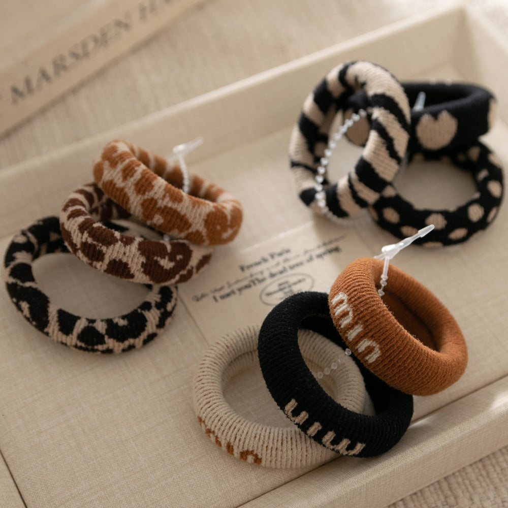 Thick Jacquard Leopard Terry Hair Ties  N6F130