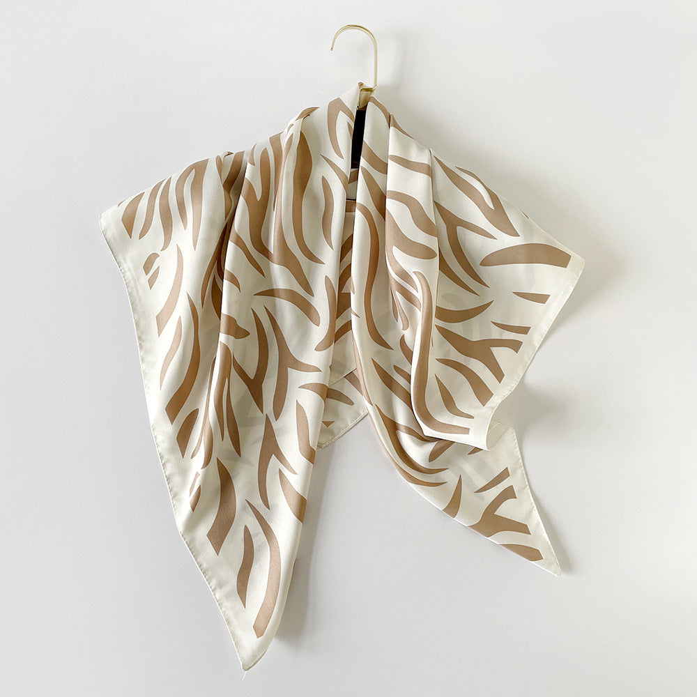 Animal Print Silk Scarf 90cm Square Lightweight Shawl N6G219