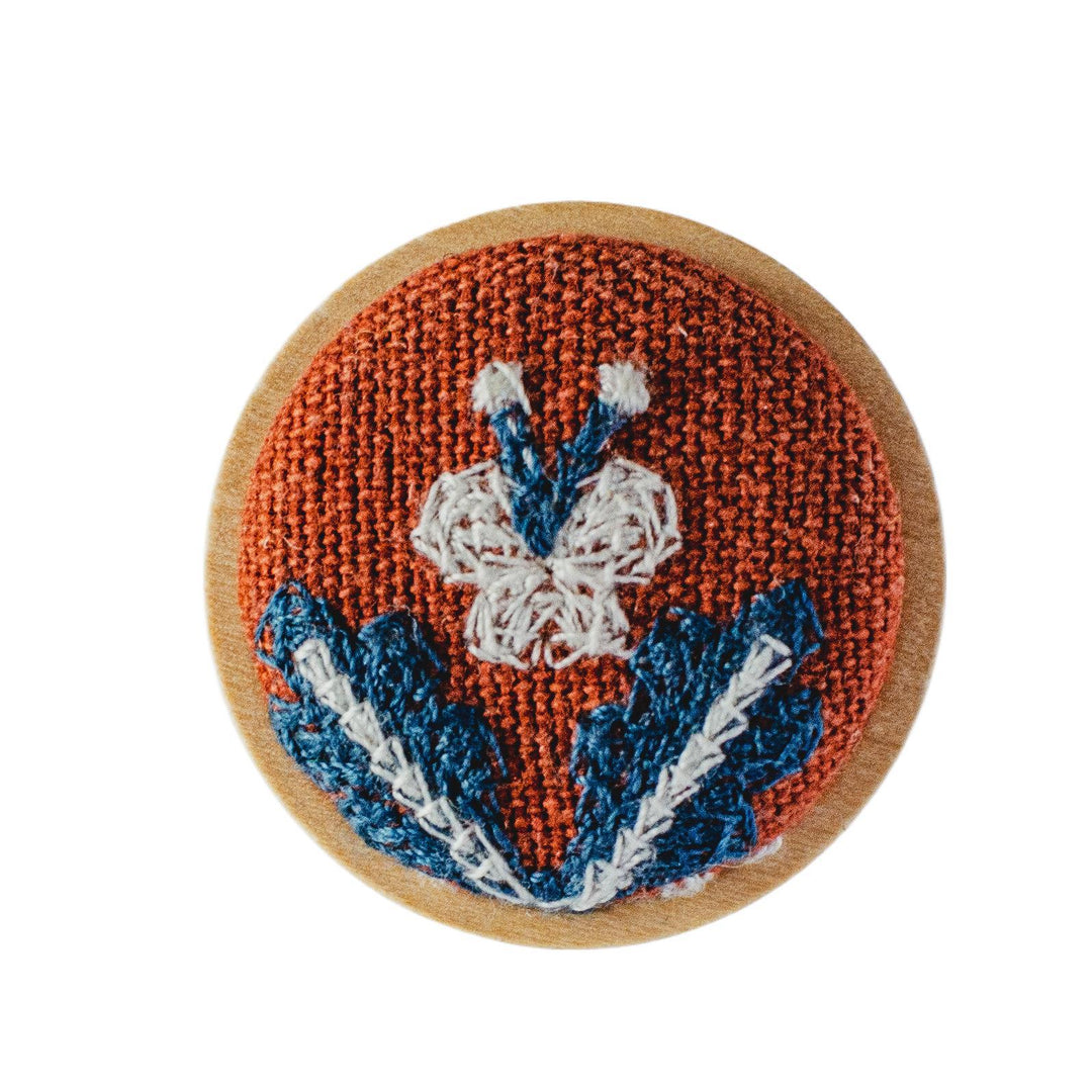 Handcrafted Wooden Brooch 3D Embroidery N6G009