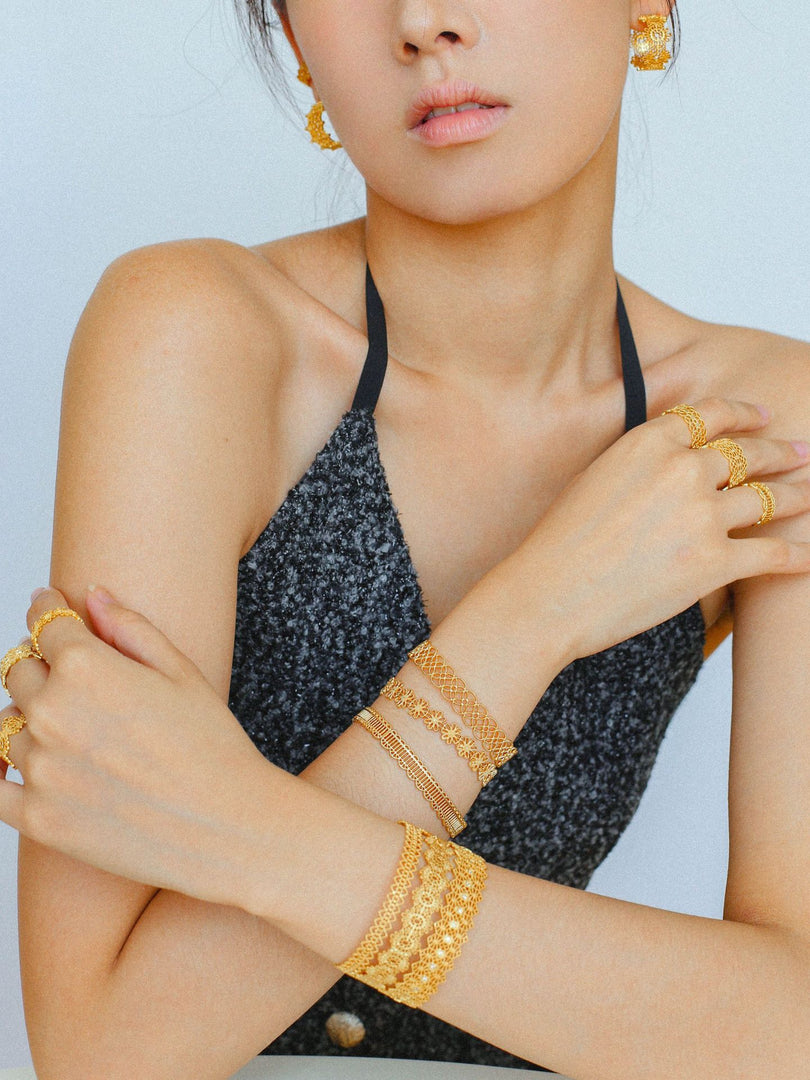 Lace Openwork Geometric Cuff Bracelet Women N6C006
