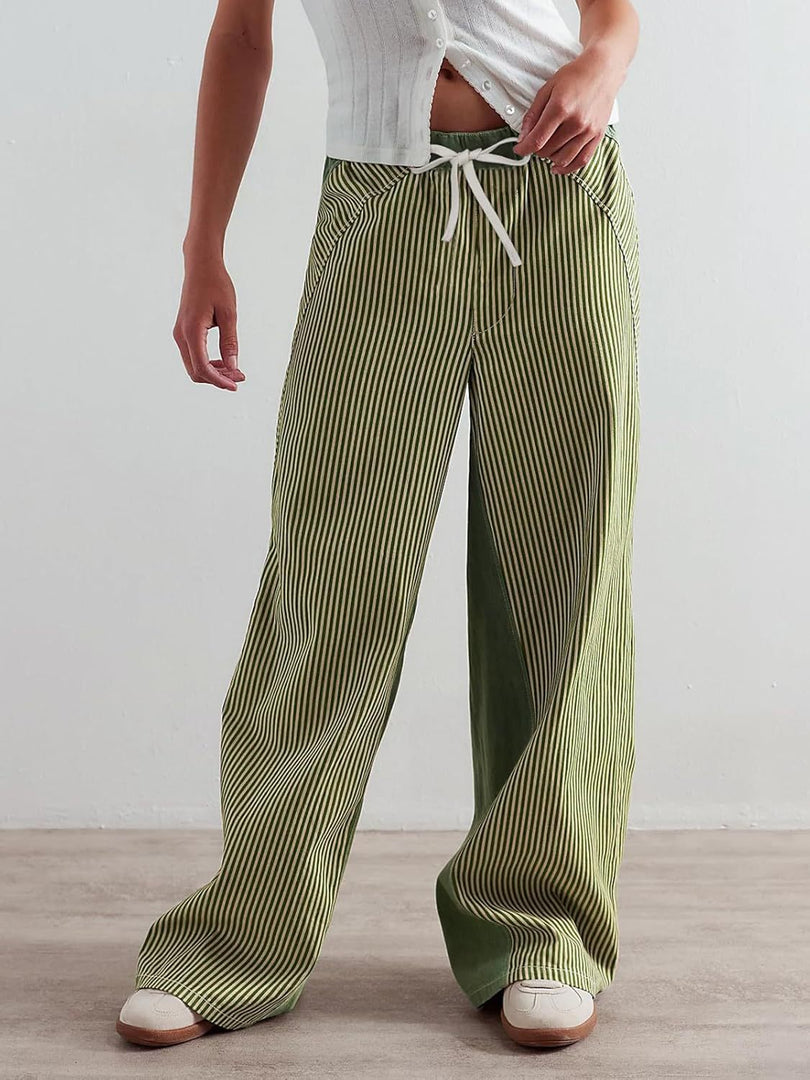 Contrast Wide Leg Jean Mid-Weight Year Round Drape N5Z239