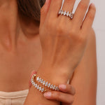 Load image into Gallery viewer, Adjustable Ring Bangle Set Steel Prong-Set Crystals S5P128
