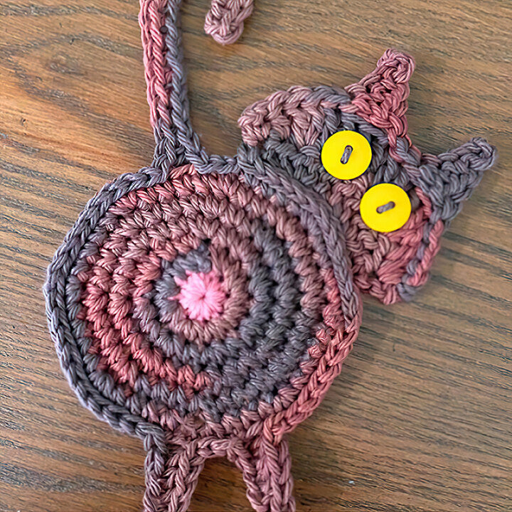 Knitted Cat Butt Coaster Handmade Cotton Mat N6G108