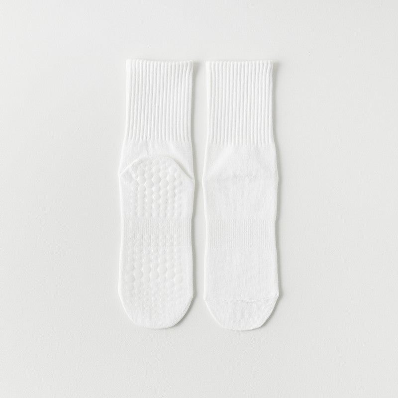 Solid Cotton Anti-Slip Yoga Socks Women Mid-Calf N6H003