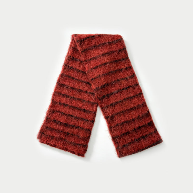Womens Wool Blend Color Block Striped Knit Scarf N6K235