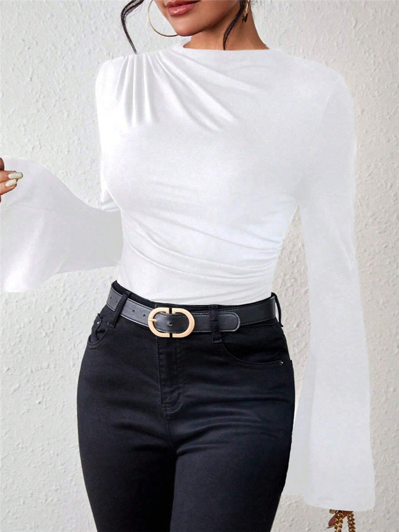 Puff Sleeve Ruffle Detail T-shirt Women N6C322