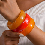 Load image into Gallery viewer, Oversized Resin Ombré Geometric Bangle Set 3-Piece N6H084