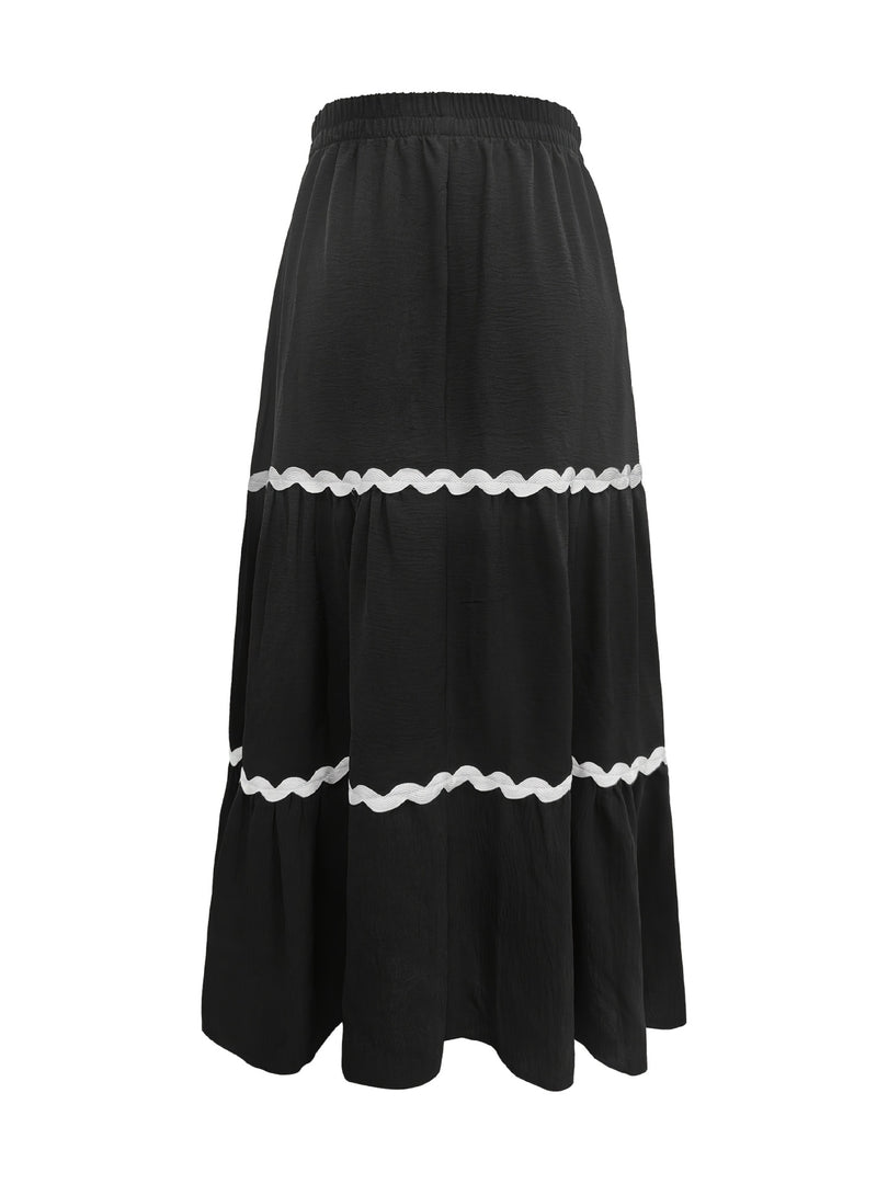 Ruffle Hem Boho Maxi Skirt Women N6C254