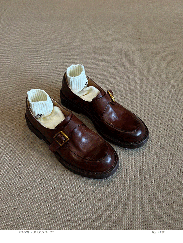 Genuine Leather Platform Loafers Women N6C141