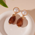 Load image into Gallery viewer, Resin Faux Pearl Irregular Geometric Stud Earrings N6H155