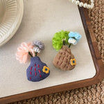 Load image into Gallery viewer, Womens Embroidered Floral Vase Fabric Brooch N6K318