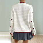 Load image into Gallery viewer, Heart Jacquard Cardigan Contrast Tie Waist Mid Weight N5Z478