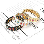 Load image into Gallery viewer, Evil Eye Enamel Cuff Steel Stove Fired Blend S5P079